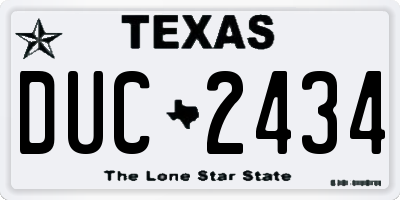 TX license plate DUC2434