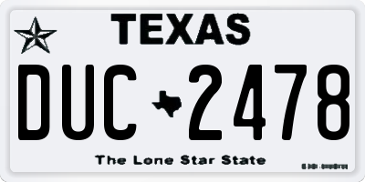 TX license plate DUC2478