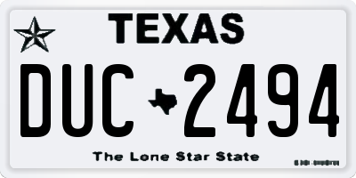 TX license plate DUC2494