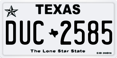 TX license plate DUC2585