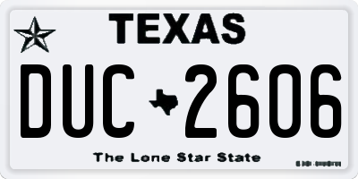 TX license plate DUC2606