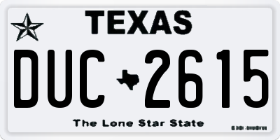 TX license plate DUC2615