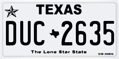 TX license plate DUC2635