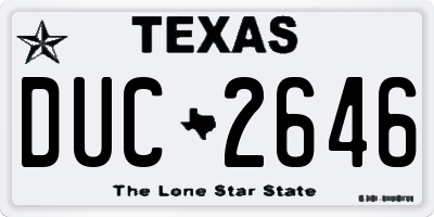 TX license plate DUC2646