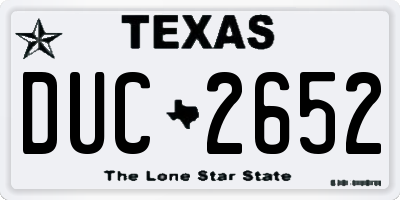TX license plate DUC2652