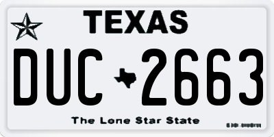TX license plate DUC2663