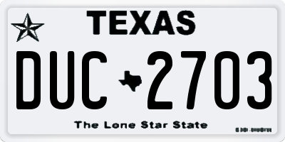 TX license plate DUC2703