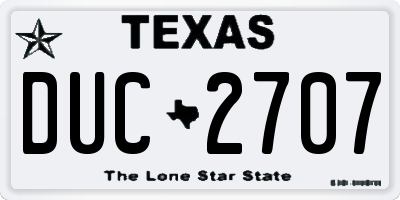 TX license plate DUC2707