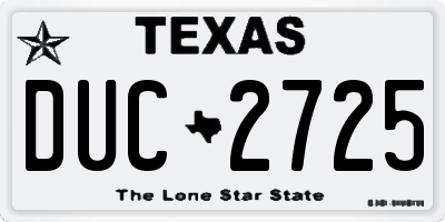 TX license plate DUC2725