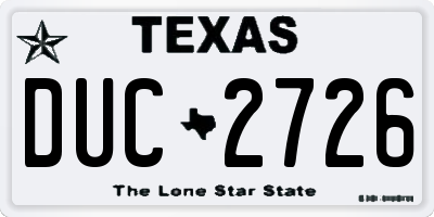 TX license plate DUC2726