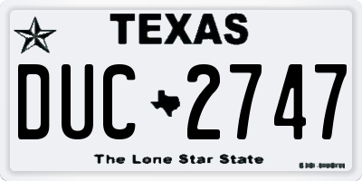 TX license plate DUC2747