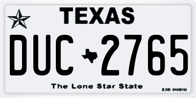 TX license plate DUC2765