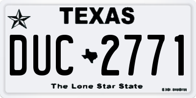 TX license plate DUC2771