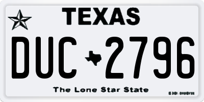 TX license plate DUC2796