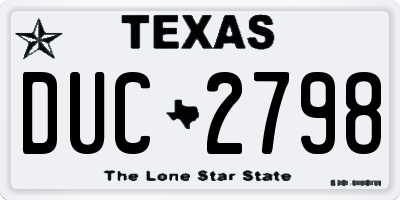 TX license plate DUC2798