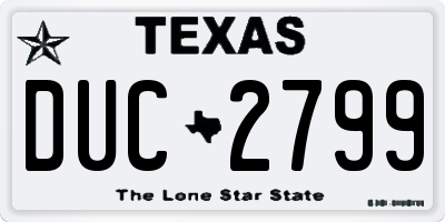 TX license plate DUC2799