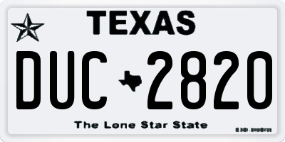 TX license plate DUC2820