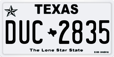 TX license plate DUC2835