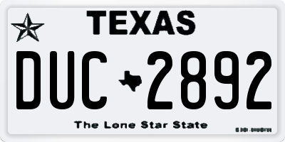 TX license plate DUC2892
