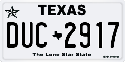TX license plate DUC2917