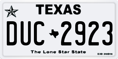 TX license plate DUC2923