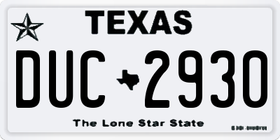 TX license plate DUC2930