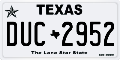 TX license plate DUC2952
