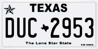 TX license plate DUC2953