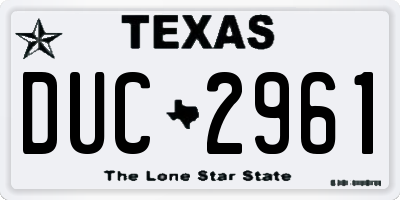 TX license plate DUC2961
