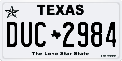 TX license plate DUC2984