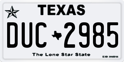 TX license plate DUC2985