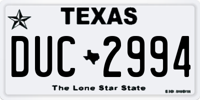 TX license plate DUC2994