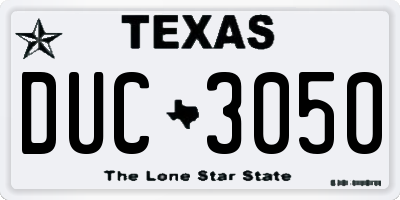 TX license plate DUC3050