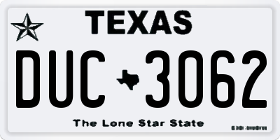TX license plate DUC3062