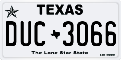 TX license plate DUC3066