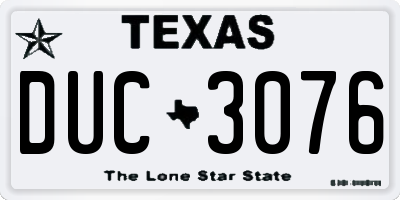 TX license plate DUC3076