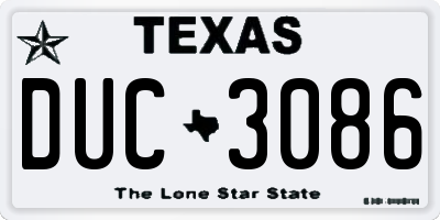 TX license plate DUC3086