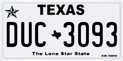 TX license plate DUC3093