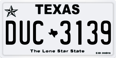 TX license plate DUC3139