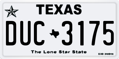 TX license plate DUC3175