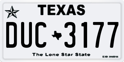TX license plate DUC3177
