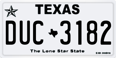 TX license plate DUC3182
