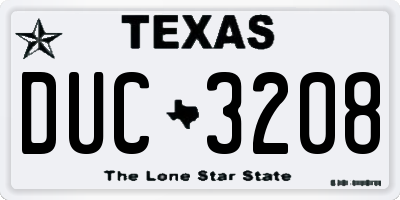 TX license plate DUC3208