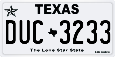 TX license plate DUC3233