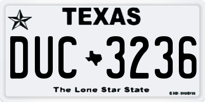 TX license plate DUC3236