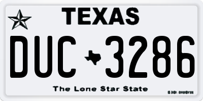 TX license plate DUC3286
