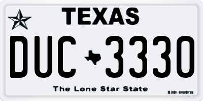 TX license plate DUC3330