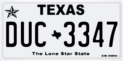 TX license plate DUC3347