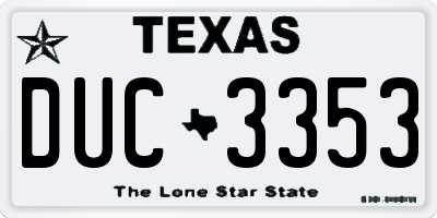 TX license plate DUC3353