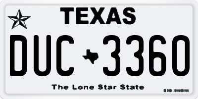 TX license plate DUC3360
